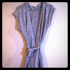 Short Sleeve Belted Cardigan - Sweet Grey
